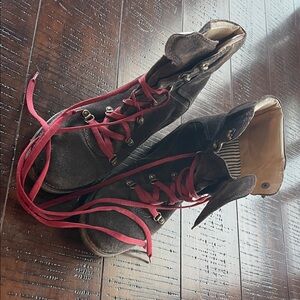 L.L. Bean Brown Lace-Up Boots with Red Accents